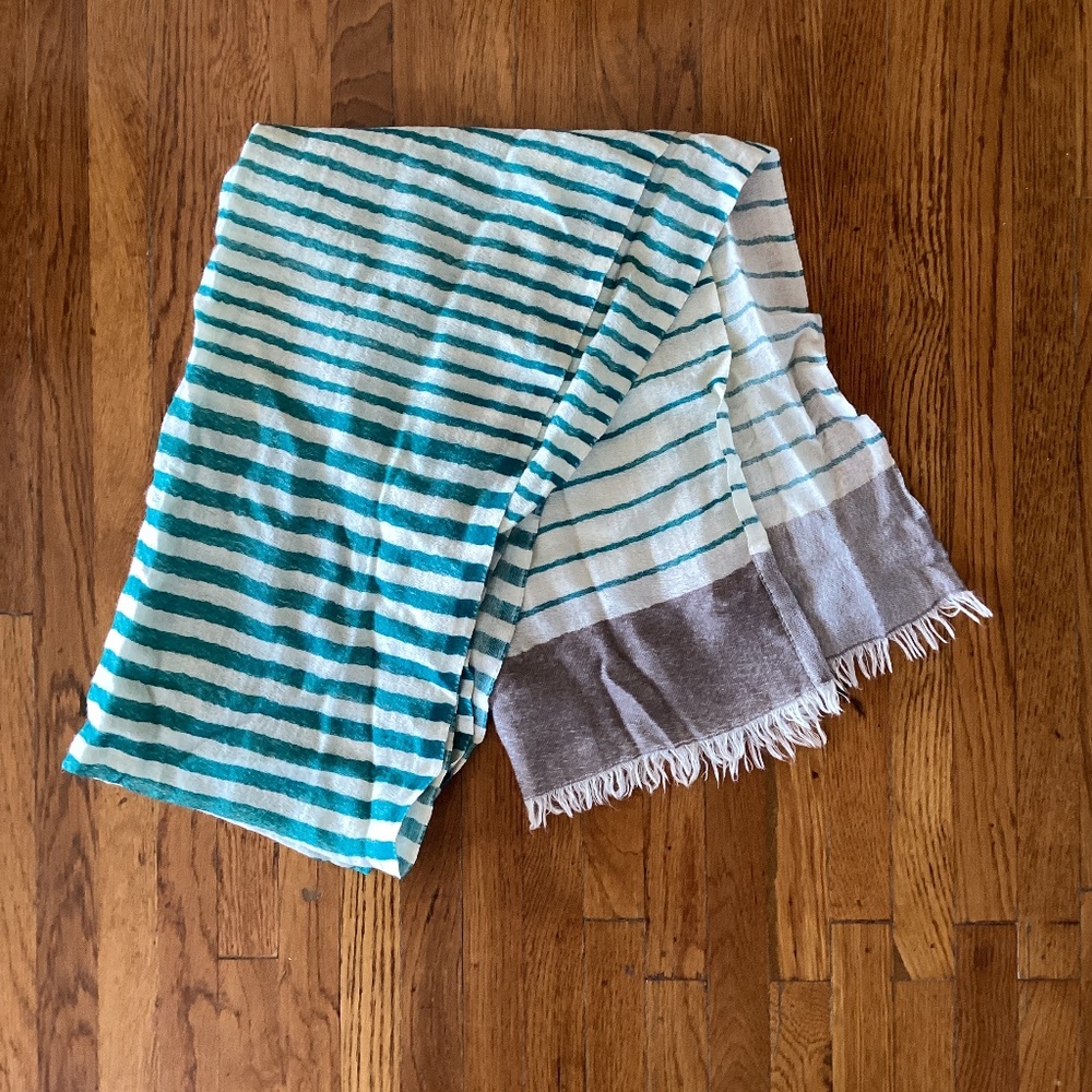 Teal Striped Scarf